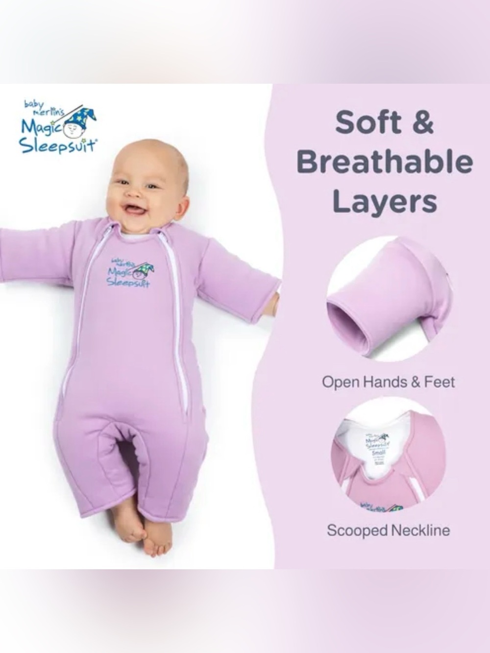 Halo Baby Merlin’s Magic Sleep suit in Lavender. Size Large (3 to 6 months)